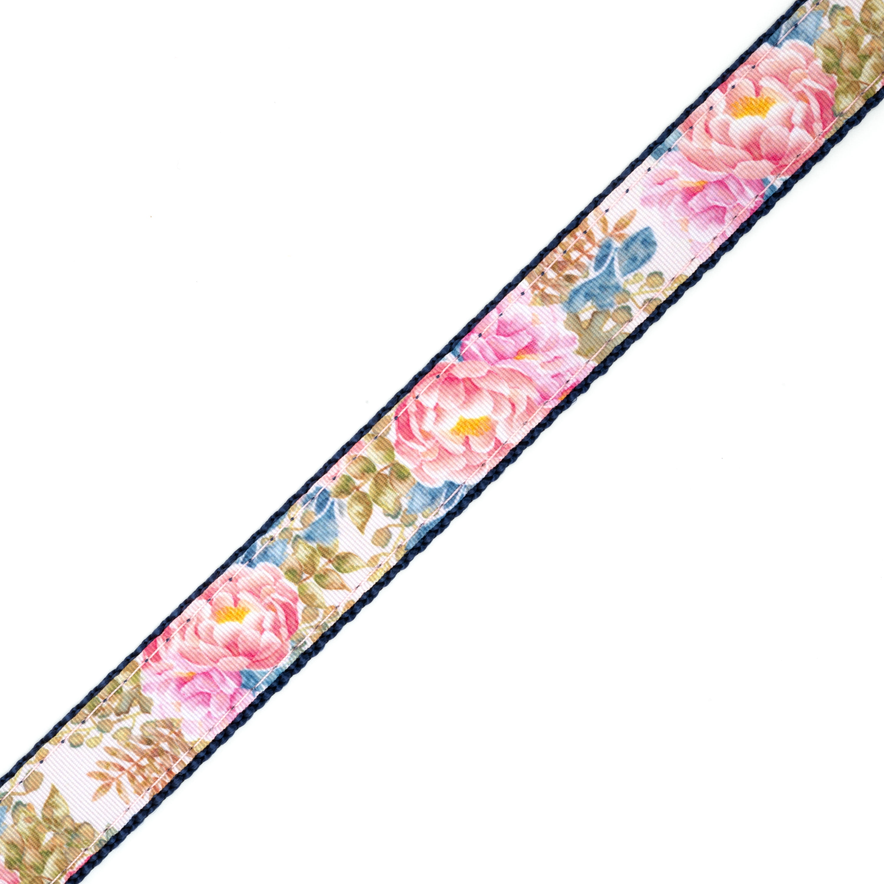 Country Brook Design® 3/4 inch Watercolor Peonies Ribbon on Navy Blue Nylon Webbing, 10 Yards