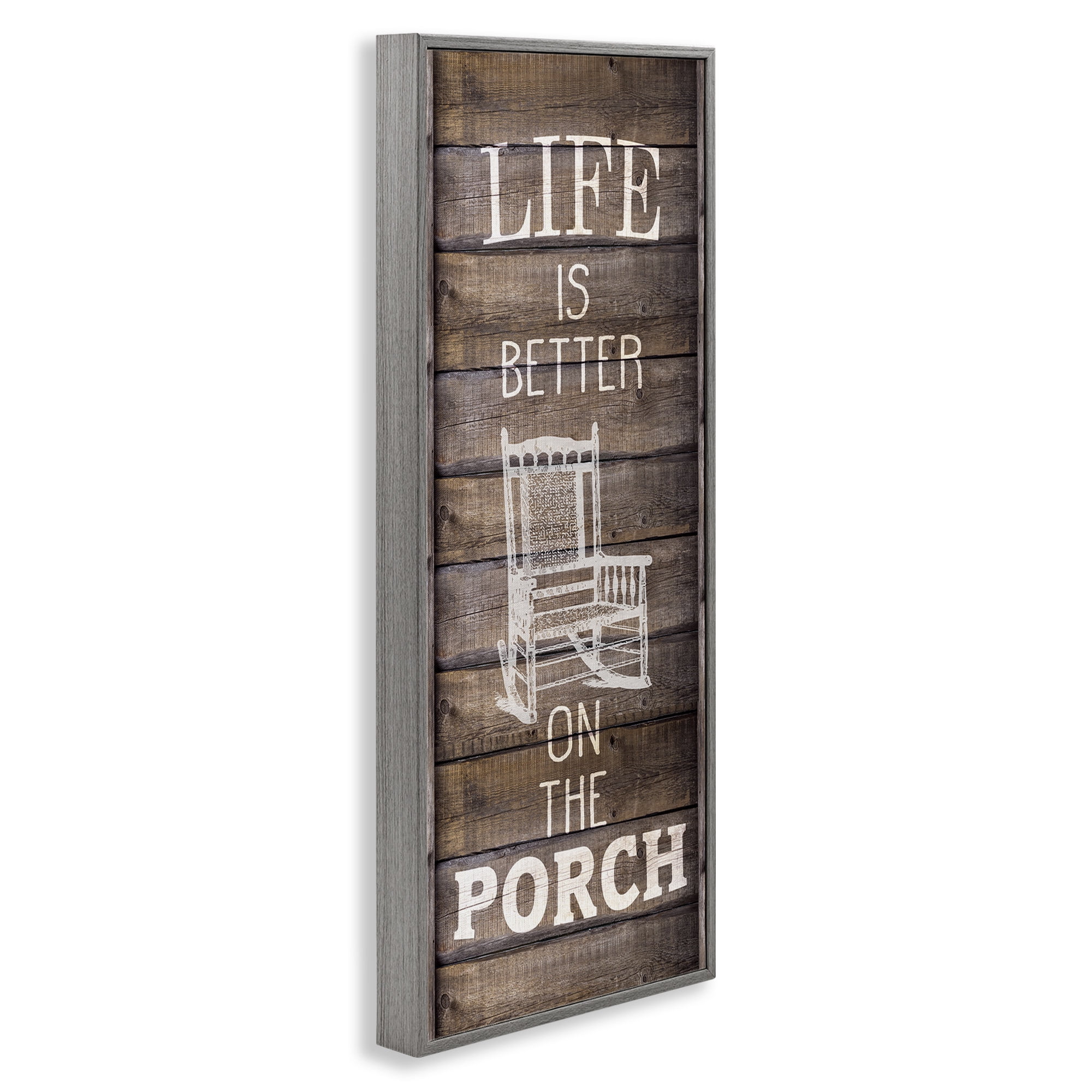 Stupell Industries Porch Life Country Rustic Inspirational Painting Gray Framed Art Print Wall Art, 10 x 24