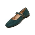 thumbnail image 2 of HTHLVMD Women's Suede Comfort Flats, Adjustable Strap Dress Shoes, Flats for Women Comfortable Square Toe Slip On Flats Soft Work Flats Retro Mary Jane Flats, Dark Green 6, 2 of 9