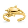 14K Yellow Gold Ring Band Toe Polished and Diamond-cut Dolphin, Size 6