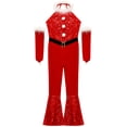 thumbnail image 2 of TiaoBug Kids Girls Christmas Sleeveless Velvet Sequins Party Jumpsuit Ballet Dance Leotards Outfits Red 14, 2 of 7