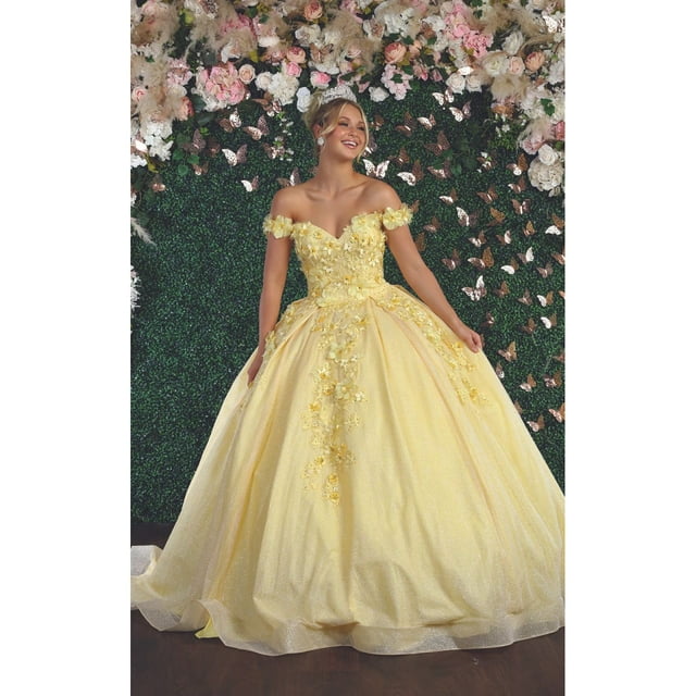 Robe de Bal Quinceaera à Fleurs Épaules Dénudées