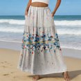 thumbnail image 2 of LWavelet Women's Floral Print Tiered Maxi Skirt, Elastic Waist with Pockets, Boho Summer & Beach Long Skirt Gray M, 2 of 6