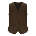 thumbnail image 5 of Aobny Brown Teacher Tshirts Button Vest Sleeveless V-Neck Blazer T-Shirt Men Dress Shirts Plain Men's Athletic Shirts & Tees,S, 5 of 6