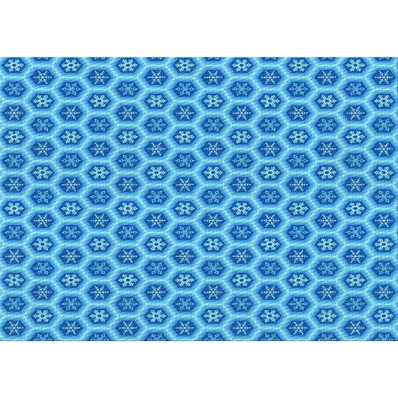 Ahgly Company Machine Washable Indoor Rectangle Transitional Neon Blue Area Rugs, 6' x 9'