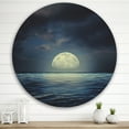 thumbnail image 2 of Designart 'Super Moon Over The Blue Sea' Nautical & Coastal Circle Metal Wall Art 29x29 - Disc of 29, 2 of 5