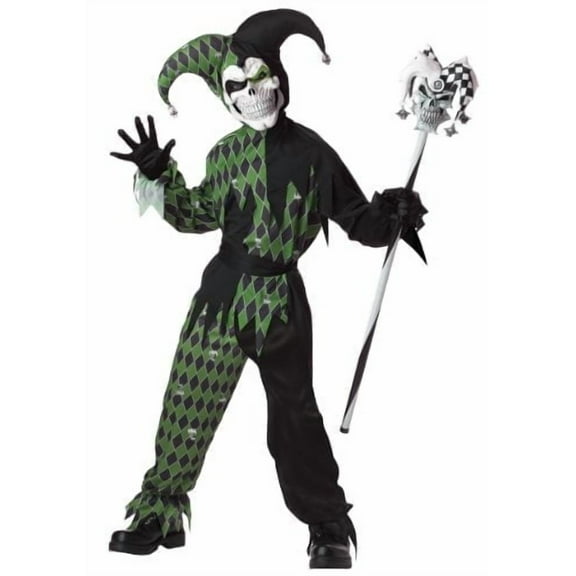 Child Green Scary Jester Costume Medium (8-10)