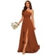 thumbnail image 1 of Vestido de dama de honor ROSETOO 2025 de chifón con un hombro naranja 20W, 1 of 8