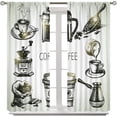 thumbnail image 3 of Vintage Coffee Curtains, Retro Brewing Equipment Doodle Sketch Grinder French Press Plastic Cup Scoop Window Drapes for Kitchen Living Room Bedroom Cafe 2 Panel Set, 84x84 Inch, 3 of 6