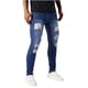 thumbnail image 2 of Pantalones largos para hombre, casuales, de moda, con bolsillos perforados, color sólido, elásticos, ajustados, de pierna corta, de mezclilla, pantalones para hombre, 2 of 7
