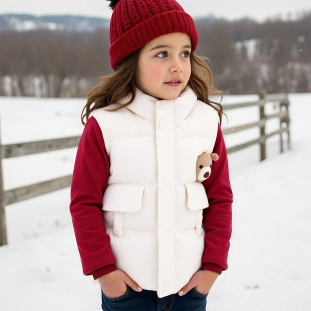 Cowsor Girls Winter Zipper Puffer Vest Lightweight Sleeveless Outwear Puffy Vests