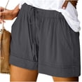 thumbnail image 2 of Tnhcen Women's Plus Size Summer Pajama Shorts 100% Cotton Drawstring Casual Lounge Shorts with Pockets Sleepwear for Women S - 5XL, 2 of 7