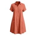 thumbnail image 2 of Bosfbaoi Dresses for Women Casual A-Line Tunic Dress Collared Neck Short Sleeve Shirt Dress with Pockets Summer Dresses for Women 2026, 2 of 6