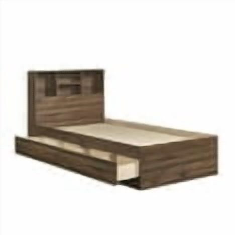 Your Zone Easy to Assemble Storage Bed with Bookcase Headboard, Twin, Canyon Walnut Finish