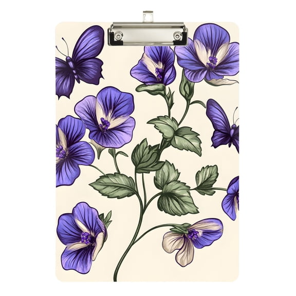 ALAZA Plastic Clipboard A4 Letter Size Decorative Clipboards for Students Women Men 9" x 12.5" Butterfly Flowers