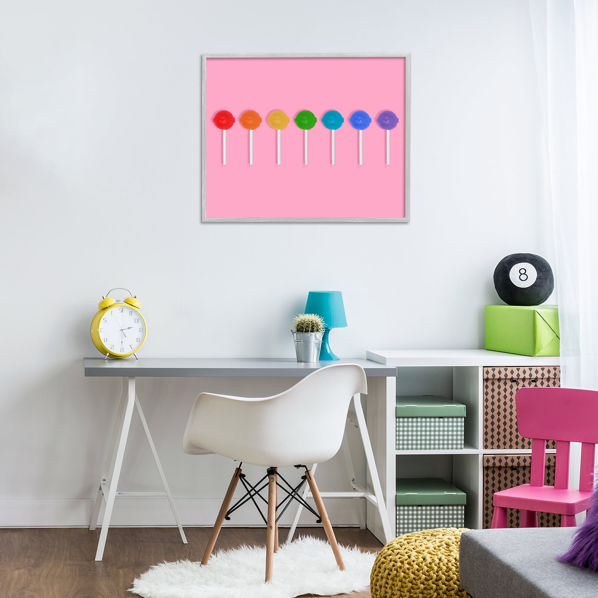 Stupell Industries Row of Rainbow Lollipops Gray Framed Giclee Art, design by LISH Creative