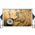 thumbnail image 2 of ABPHOTO Polyester Exquisite Handmade Yellow Paper With Detailed World Map with Compass Background of Photo Studio Background Retro Photography Background Wall Painting 5x7ft, 2 of 5