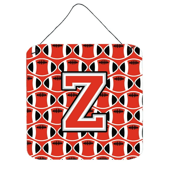 Letter Z Football Scarlet and Grey Wall or Door Hanging Prints