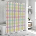 thumbnail image 5 of Green Beige Plaid Shower Curtain Set - Long 72" x 84" Washable Bathtub Curtain with 12 Hooks, Farmhouse Art Checkered Rustic Waterproof Fabric Stall Shower Curtains for Bathroom/Bathtub Décor, 5 of 6