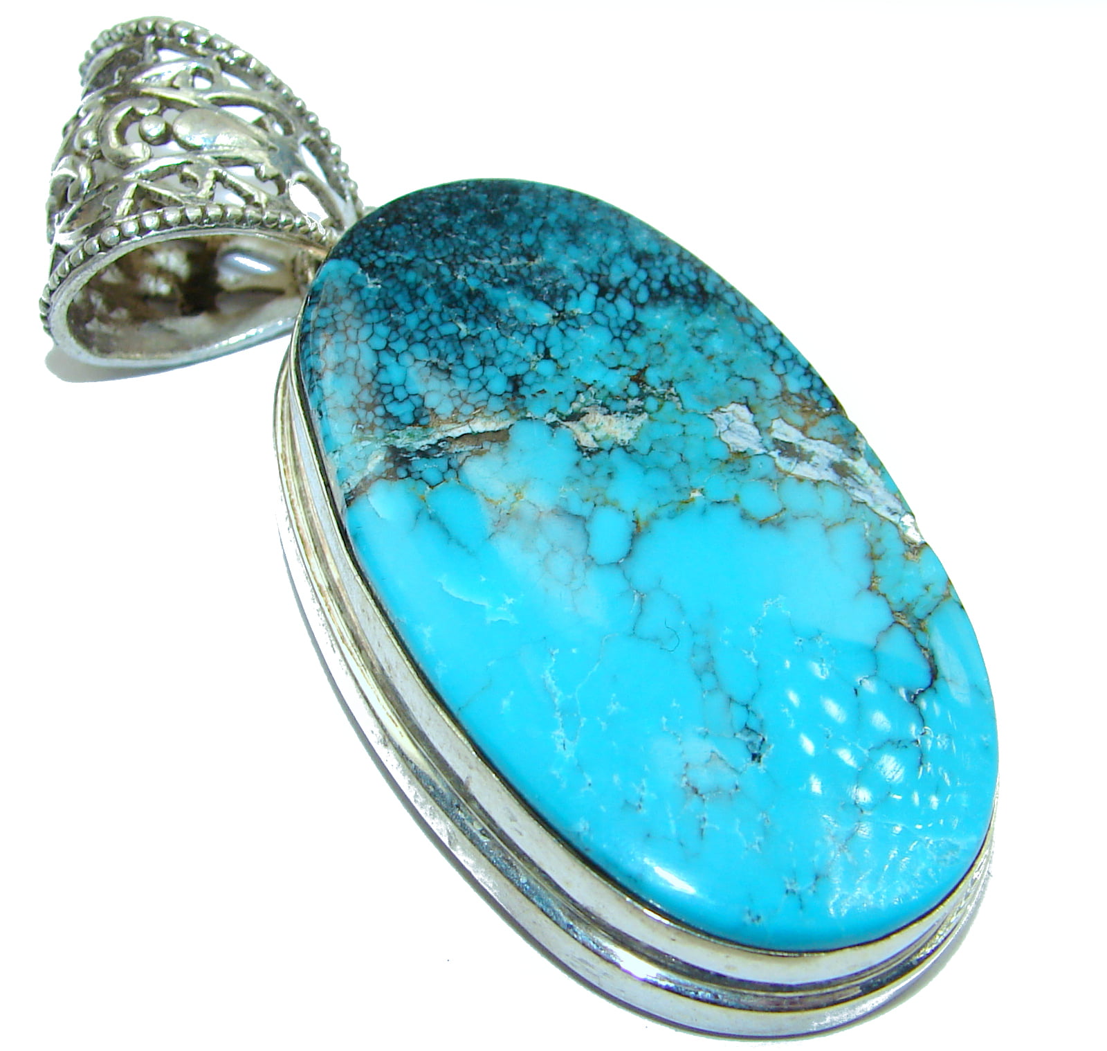 Southwestern Abstract Pendant with Large Bail Turquoise-like Natural Stone