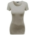 thumbnail image 1 of FashionOutfit Women's Basic Solid Scoop Neck Various Color Short Sleeve, 1 of 3