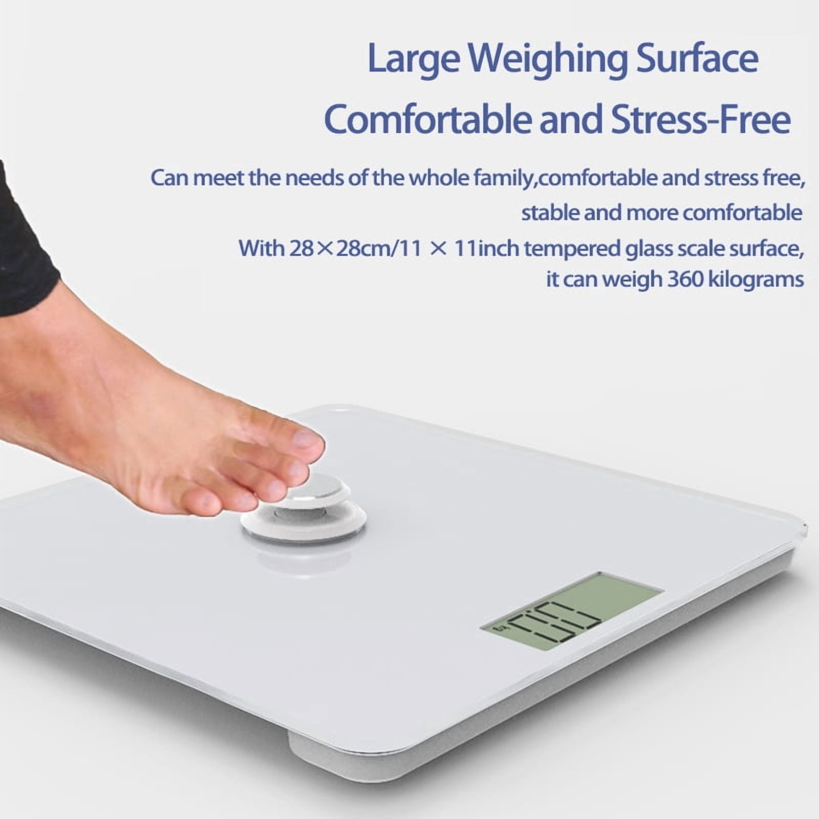 Ueasy Self Electric Body Weight Scale Bathroom Scale for Accurate Measurement Eco-Friendly Battery-Free High Precision Tempered Glass Surface Large LCD Display Non-Slip Design 360LB Capacity