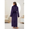 thumbnail image 4 of HEARTNICE Womens Long Fleece Robe Soft Plush Robes for Women Warm Bathrobes Comfy House Coat Full-length（Dark Purple, XX-Large-3X-Large）, 4 of 5