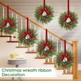 thumbnail image 5 of 4pc Christmas Mini Kitchen Cabinet Wreath, Artificial Cedar with Pine Cone & Red Ribbon, Rustic Hanging Decor for Countertop Door Window Chair Xmas, 5 of 8