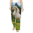 thumbnail image 2 of Goofa Horse Rearing Up In The Field Printed Soft Pajama Pants for Women, Wide Leg Comfy Casual Lounge Yoga Pants-Small, 2 of 9