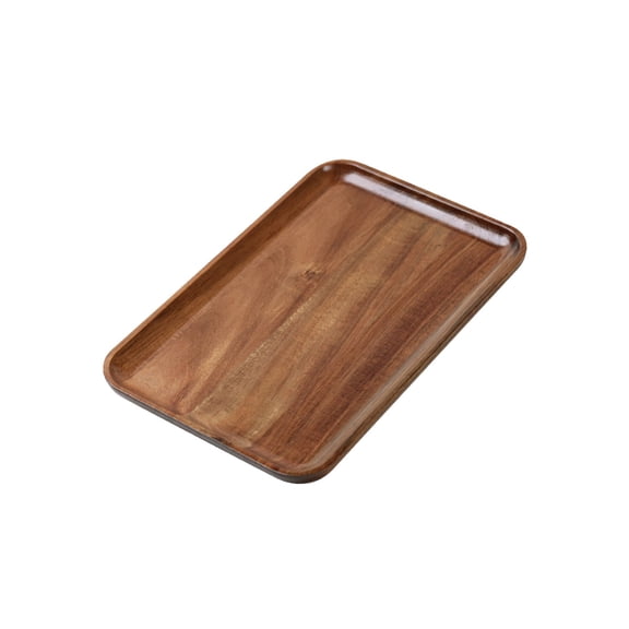 YingYouFu Solid Wood Rectangular Serving Tray, Acacia Wood Tea Tray Serving Platter, Durable Serving Plate for Cups Snacks Home Living Room Dining Daily Use