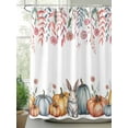 thumbnail image 2 of Fsddascl Pumpkins Spring Floral Shower Curtain Set - 48" x 72" Washable Bathtub Curtain with 12 Hooks, Watercolor Flowers Botanical Waterproof Fabric Stall Shower Curtains for Bathroom/Bathtub Décor, 2 of 6