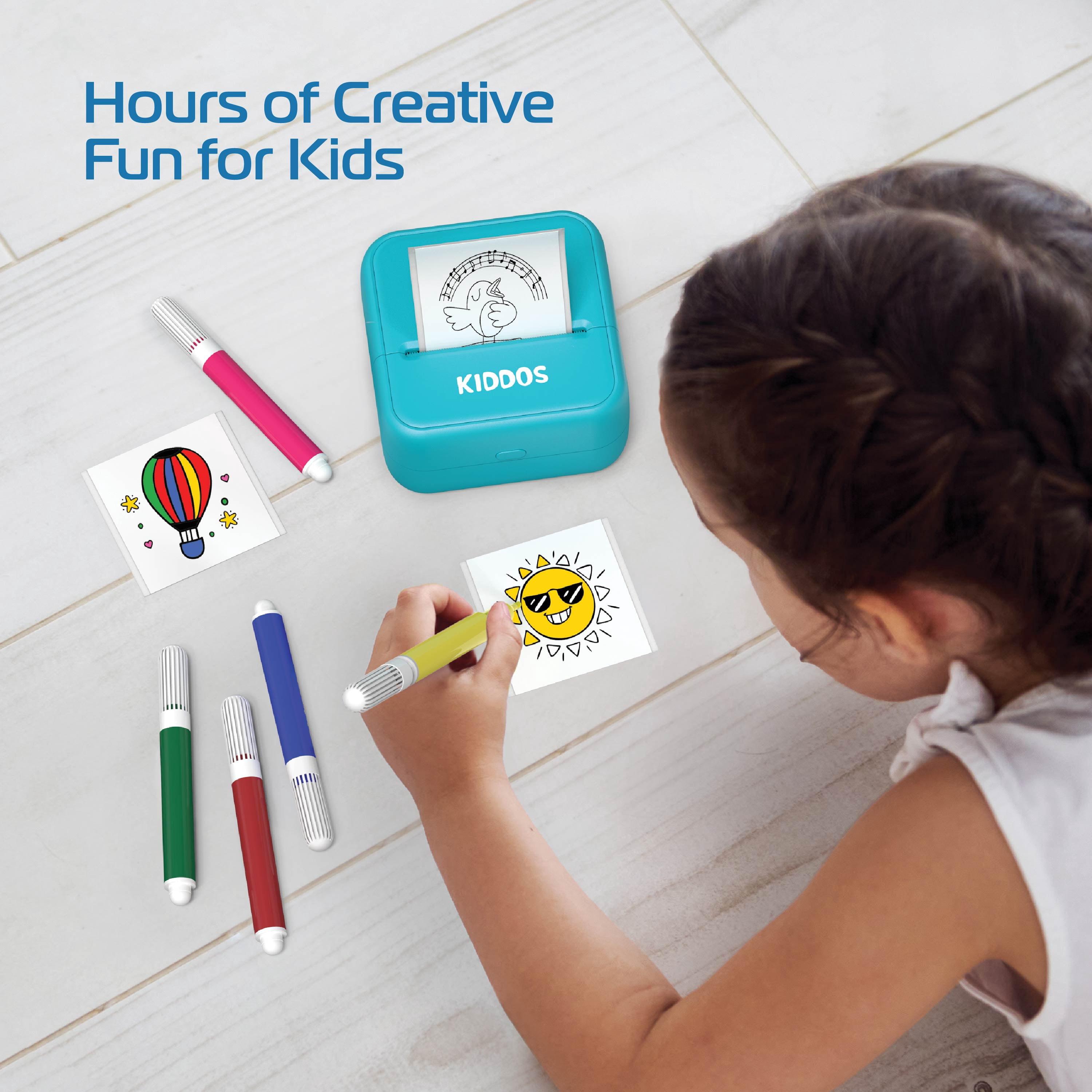 Kiddos Sticker Maker Machine – Sticker Maker for Kids 8+ DIY Arts and Crafts Kit with Markers, Sticker Rolls & App