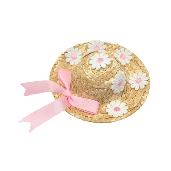 YIFAEUX Mini Straw Hats Miniature Hand-Woven Straw Hat Knitting Cowboy Hat Dollhouse Accessories for Dolls Crafts Porch Goose