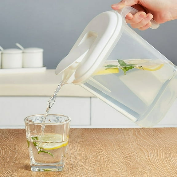 Walbest 1800ML Fridge Door Water Jug with Handle Pitcher with Lid and Tab Clear Base Freezer and Dishwasher Safe for Water Tea Juices BPA-free and Phthalate-free