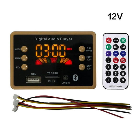 Riwesomey Placa decodificadora LED Placa receptora de audio 5.0 compatible con Bluetooth Módulo de controlador decodificador sin pérdidas MP3, 12V Type3 NO3 Riwesomey VI000534-02