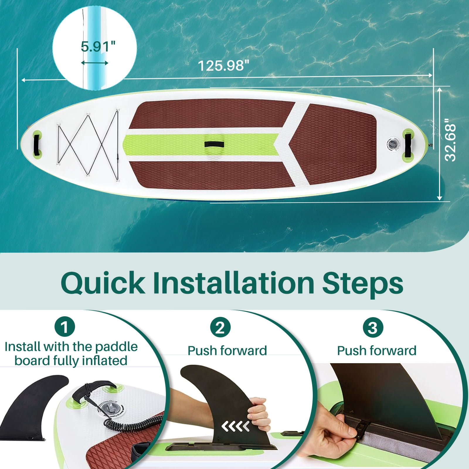 Blorly Paddle Board, Inflatable Stand Up Paddleboard Ultra-Light for Adults, Beginners and Experienced Surfers, Non-Slip, Premium SUP Paddleboard Accessories, Green