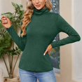 thumbnail image 2 of Prolriy Chemises à Manches Longues pour Femmes, T-Shirt Ajusté à Manches Longues et Col Montant Uni pour Femmes, Haut de Base pour Sortir, Hauts Tendance pour Femmes Vert m, 2 of 7