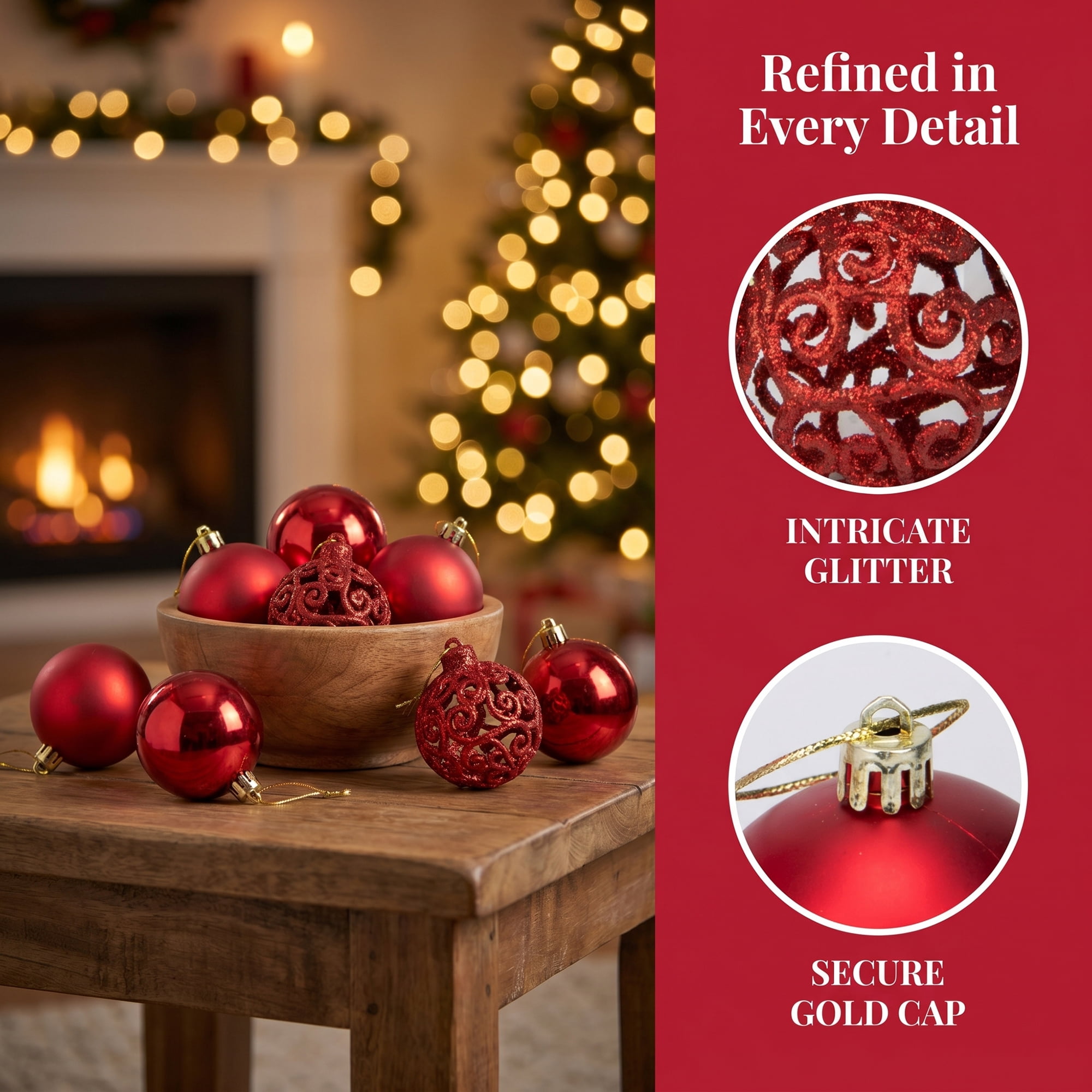 Unique Bargains 6 Pack Electroplated Sphere Orbs Decorative Christmas Ornaments Red 2.4"