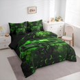 thumbnail image 2 of Manfei Racing Car 7 Pieces Full Size Bedding Sets,Modern Geometric Hexagonal Print Full Size Bed in a Bag,Green,Black Reversible, 2 of 7