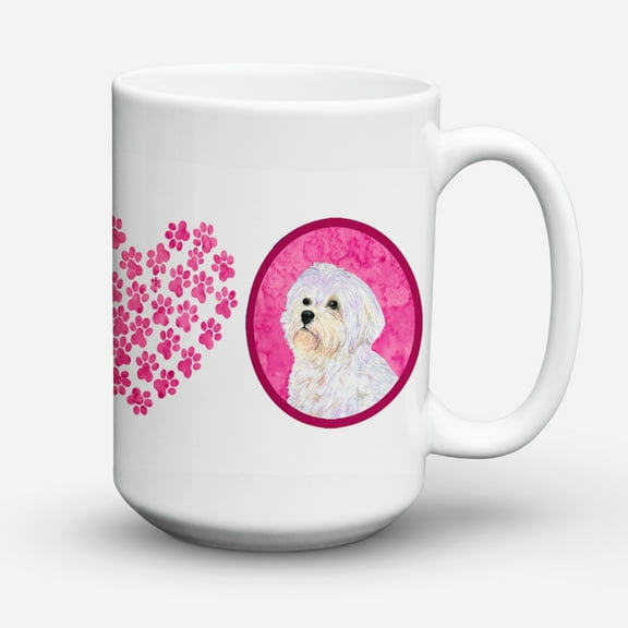 Pink Maltese Coffee Mug 15 oz