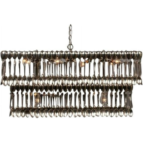 Large "Spoondelier" Vintage Spoon Chandelier, Custom-Made, Rectangular