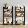 thumbnail image 6 of Book Shelf Small Bookshelf: 4 Tier Wood Bookcase Industrial Bookshelf with Edge Protection Metal Narrow Bookcase Storage Organizer Display Rack for Bedroom Home Office,Vintage Brown, 6 of 12
