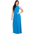 thumbnail image 4 of KOH KOH Long Sleeveless Bridesmaid Wedding Party Guest Summer Flowy Casual Brides Formal Evening Sexy Halter Neck Maxi Dress Gown For Women Blue Teal Quartz Large US 12-14 NT012, 4 of 6