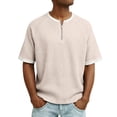 thumbnail image 6 of Men's Waffle Henley T-Shirts Quarter Zip Crew Neck Short Sleeve Summer Tee Shirts Casual Loose Fit Workout Lightweight Tee Tops, 6 of 6