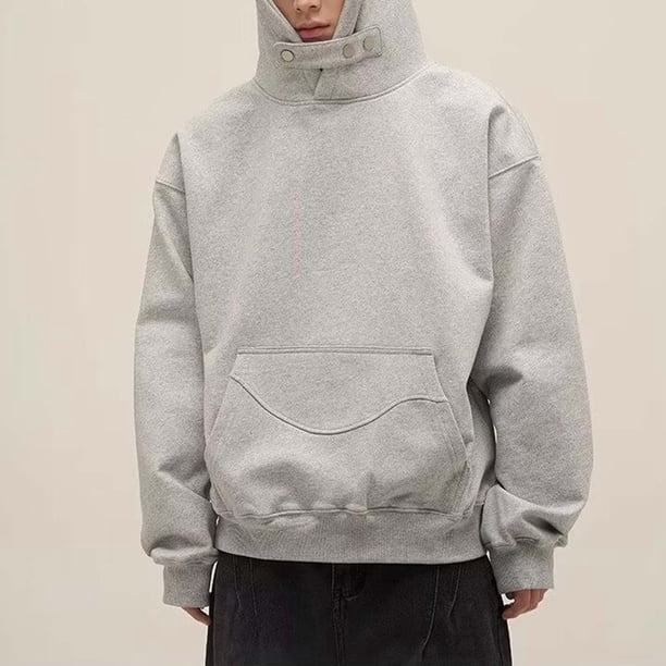 WILLBEST Sudaderas De Hombre Men'S Casual Loose Top High Street High Grade Button Design Sense Hoodie XGrande