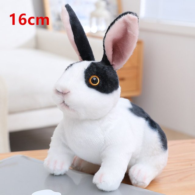 Conejo de peluche blanco realista, conejo de simulación, modelo de juguete, regalo de cumpleaños Fivean Peluches