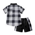 thumbnail image 3 of RTKFRFLM Toddler Boy Summer Shorts Set 2 Piece Girls Short Sleeve Patchwork Plaid Prints T Shirt Tops Shorts Gentleman Clothes Set Outfits,Size 8-9 Years, 3 of 3