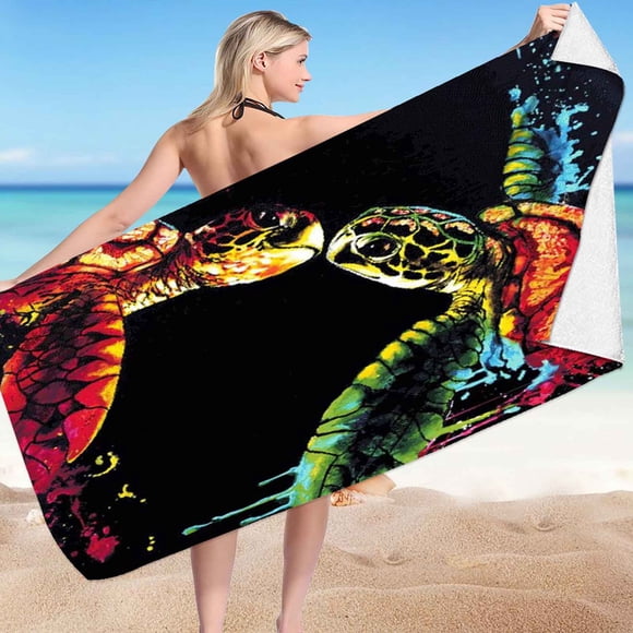 Xihbxyly Toalla de Playa de Animales Marinos, Microfibra de Terciopelo de Doble Cara, Suave y de Secado Rápido, Diseño Resistente a La Arena, Perfecta para Playa, Piscina, Viajes, Yoga, Compacta y Li