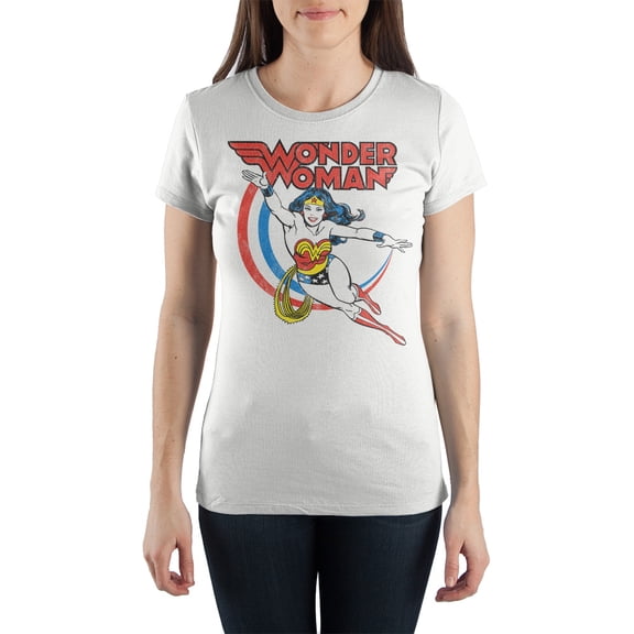 Wonder Woman Flying Powers Women's White T-Shirt Tee Shirt Gift-Large