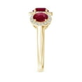 thumbnail image 3 of ANGARA Natural Round 1 ct Ruby Three Stone Halo Ring with Diamonds in 14K Yellow Gold for Women (Size-6mm) | July Birthstone Jewelry for Her | Natural Ruby Rings, 3 of 9